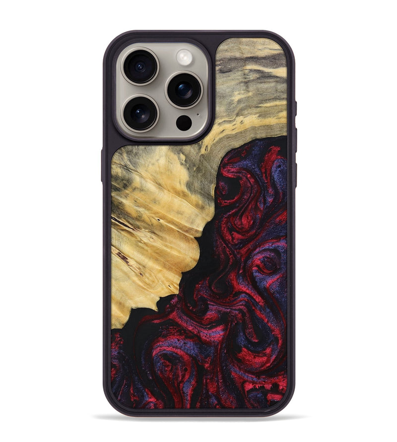 iPhone 15 Pro Max Wood+Resin Phone Case - Magnolia (Red, 697176)