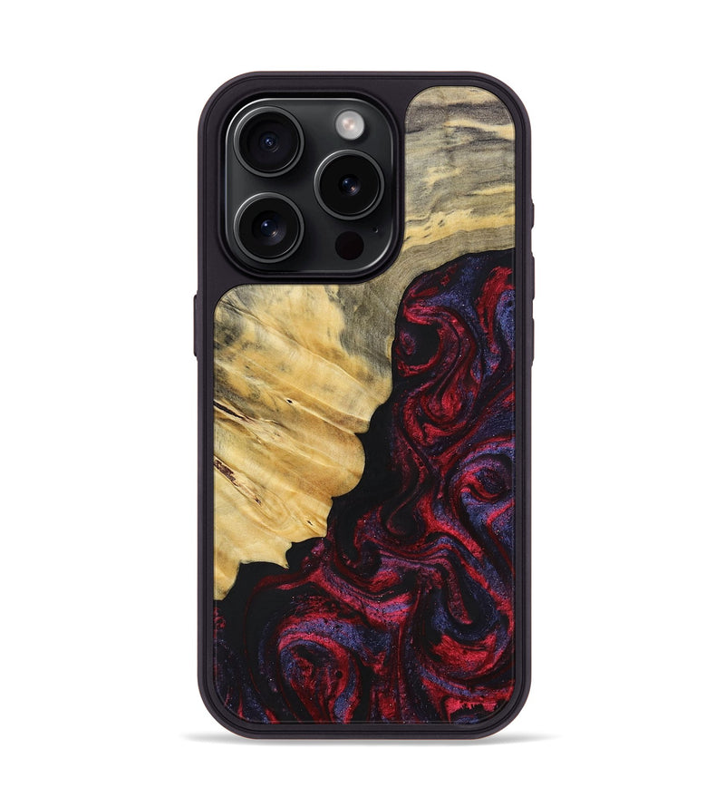 iPhone 15 Pro Wood+Resin Phone Case - Magnolia (Red, 697176)