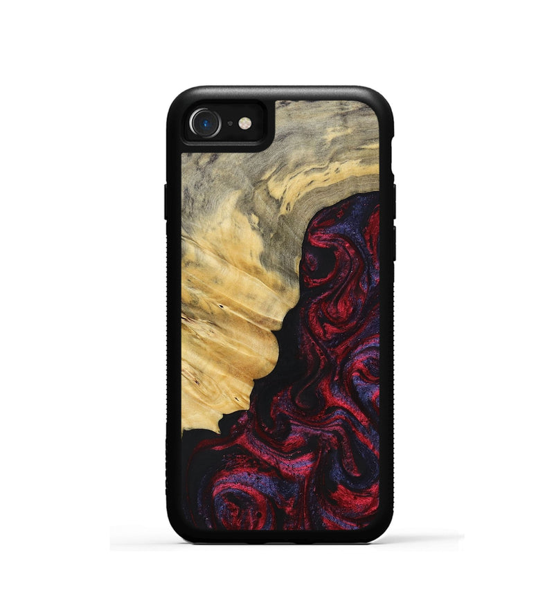 iPhone SE Wood+Resin Phone Case - Magnolia (Red, 697176)