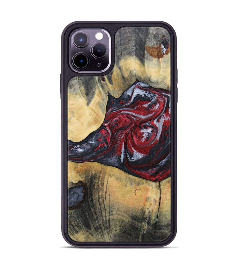 iPhone 11 Pro Max Wood+Resin Phone Case - Samuel (Red, 697177)