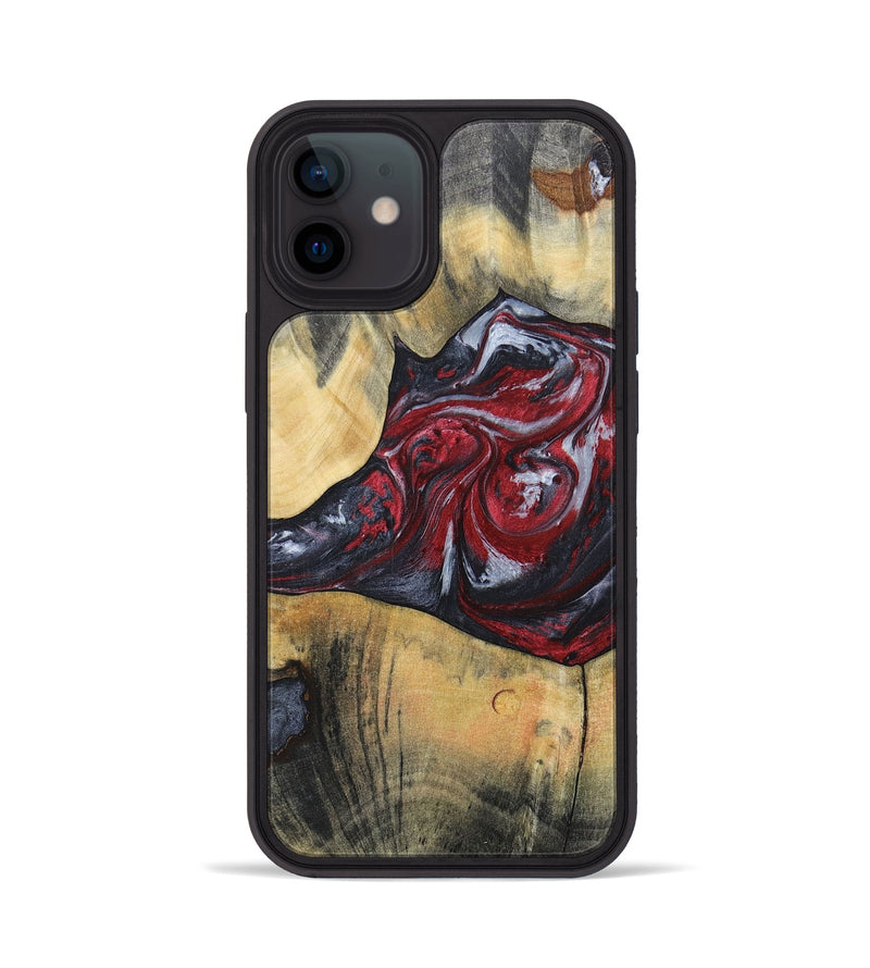 iPhone 12 Wood+Resin Phone Case - Samuel (Red, 697177)