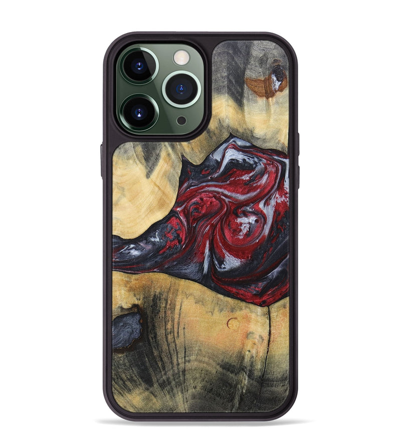 iPhone 13 Pro Max Wood+Resin Phone Case - Samuel (Red, 697177)