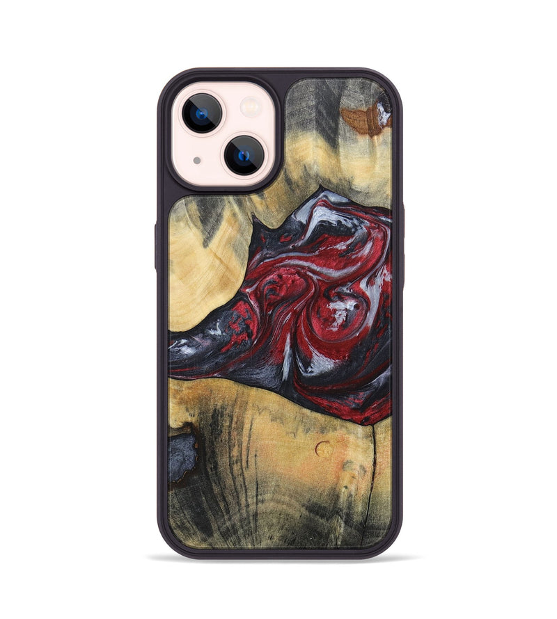 iPhone 14 Wood+Resin Phone Case - Samuel (Red, 697177)