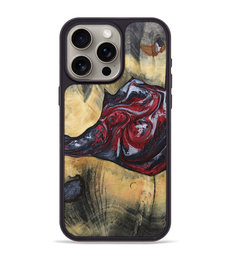 iPhone 15 Pro Max Wood+Resin Phone Case - Samuel (Red, 697177)
