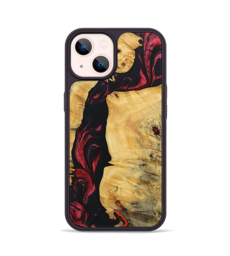 iPhone 14 Wood+Resin Phone Case - Gene (Red, 697180)