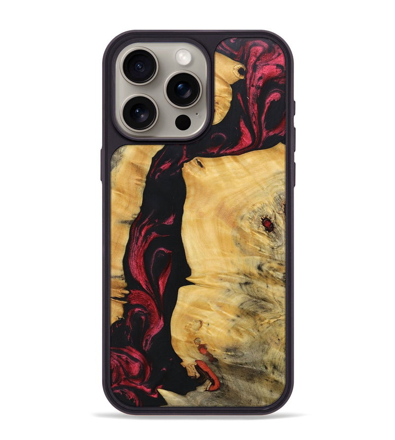 iPhone 15 Pro Max Wood+Resin Phone Case - Gene (Red, 697180)