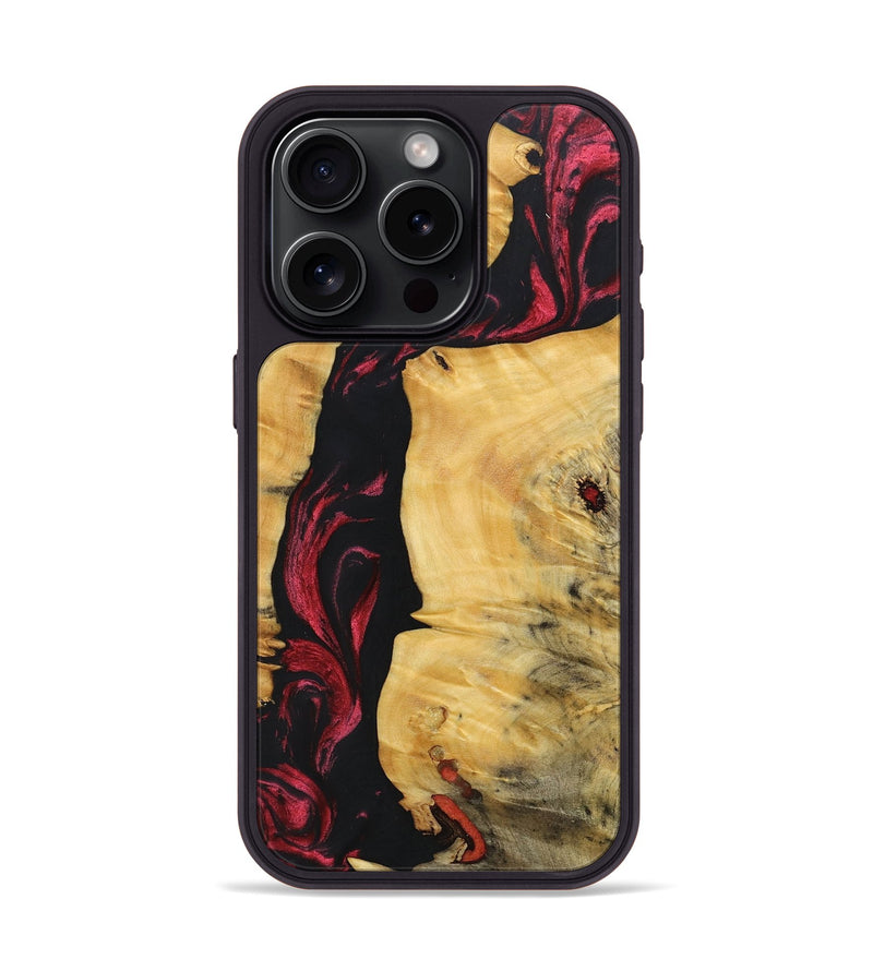 iPhone 15 Pro Wood+Resin Phone Case - Gene (Red, 697180)