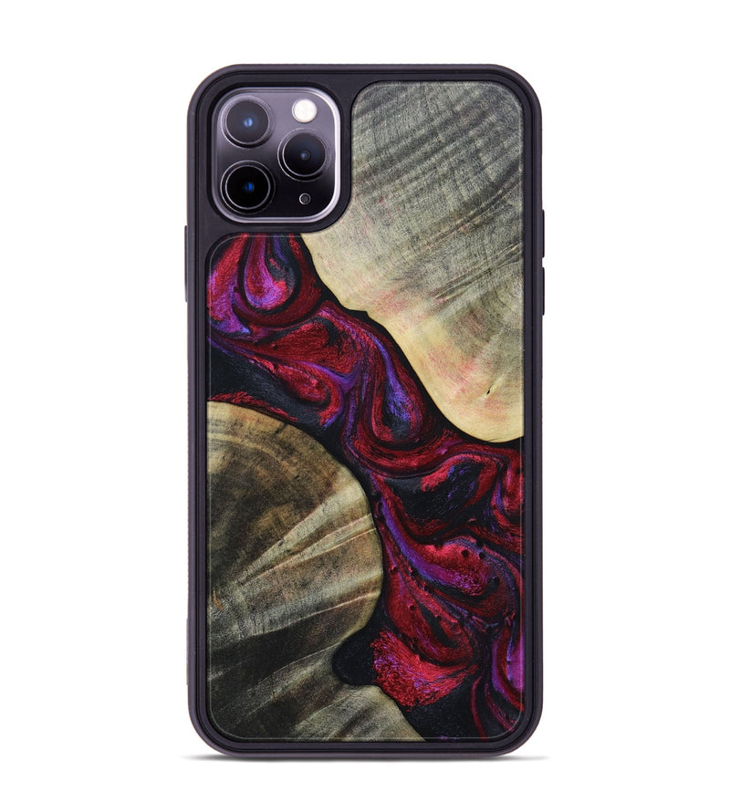 iPhone 11 Pro Max Wood+Resin Phone Case - Denzel (Red, 697181)