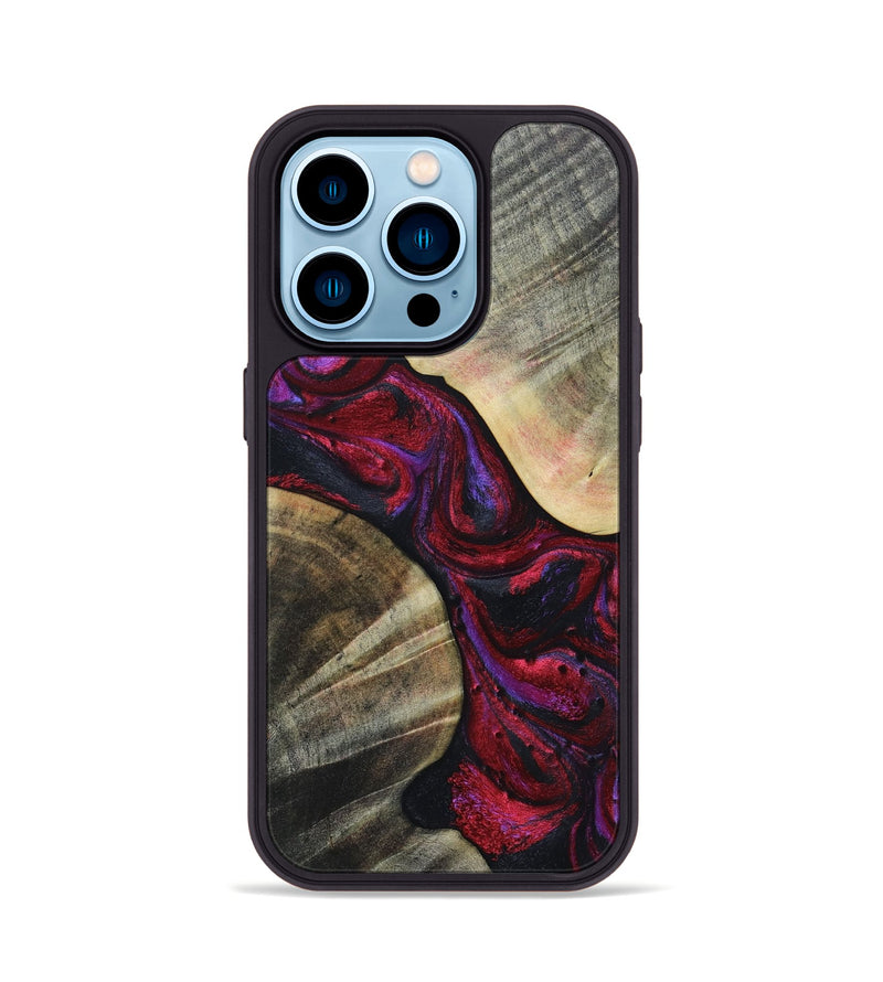 iPhone 14 Pro Wood+Resin Phone Case - Denzel (Red, 697181)