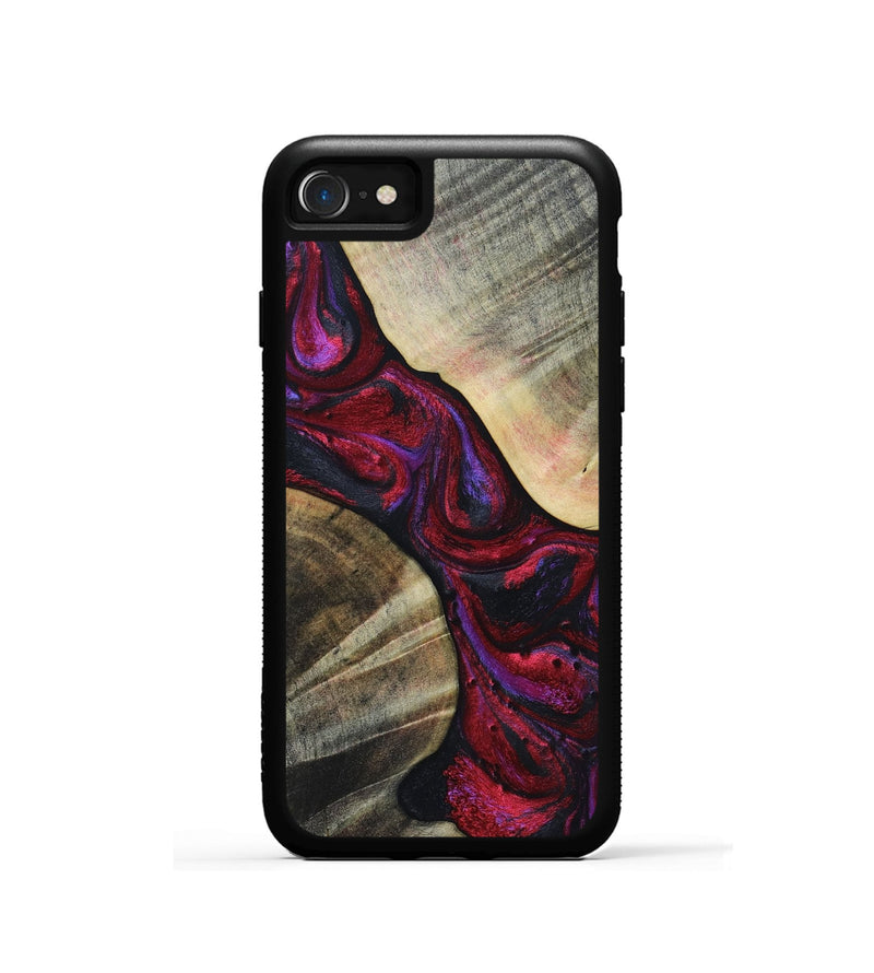 iPhone SE Wood+Resin Phone Case - Denzel (Red, 697181)