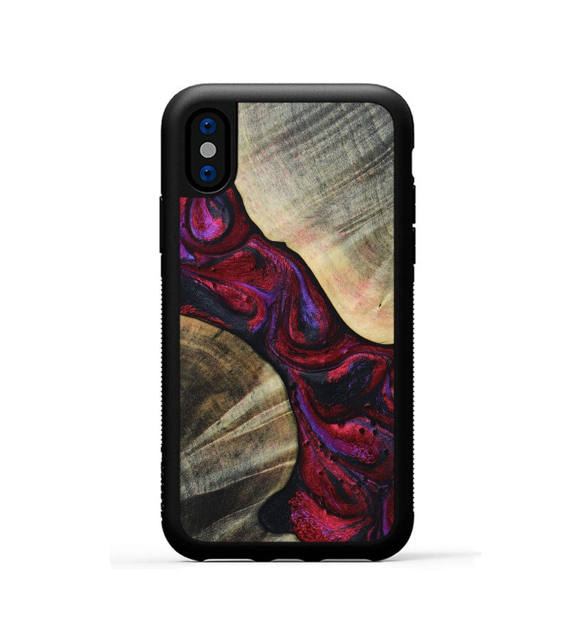 iPhone Xs Wood+Resin Phone Case - Denzel (Red, 697181)