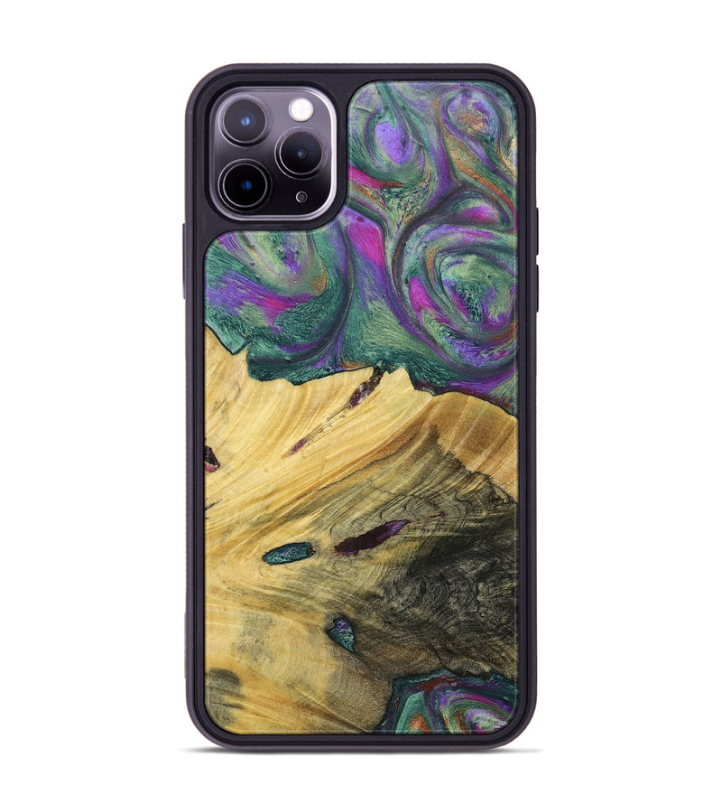 iPhone 11 Pro Max Wood+Resin Phone Case - Annette (Green, 697184)
