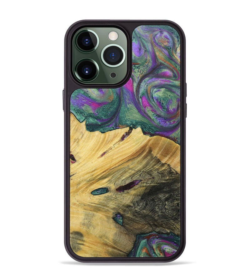 iPhone 13 Pro Max Wood+Resin Phone Case - Annette (Green, 697184)