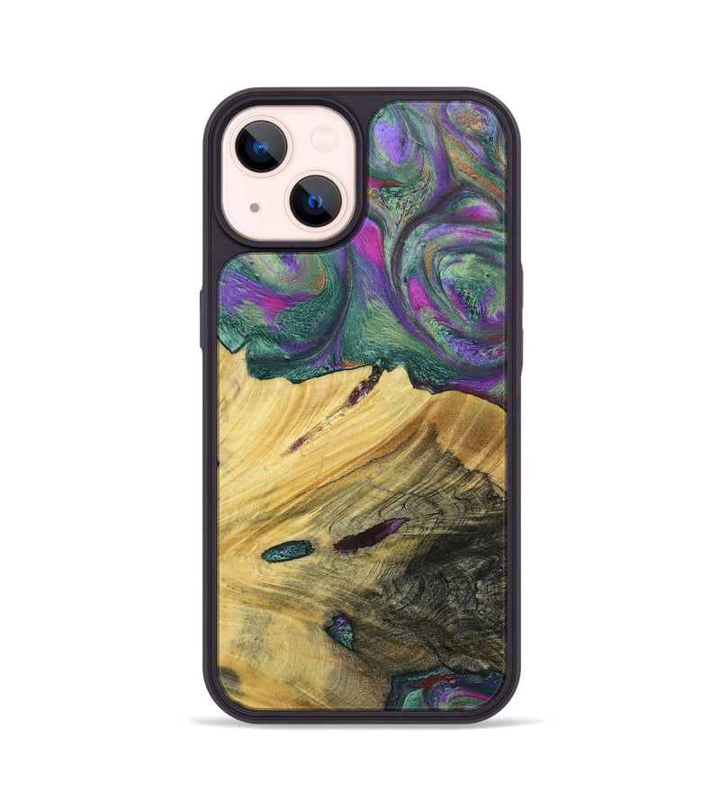 iPhone 14 Wood+Resin Phone Case - Annette (Green, 697184)