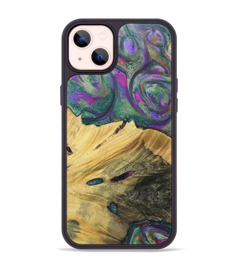 iPhone 14 Plus Wood+Resin Phone Case - Annette (Green, 697184)