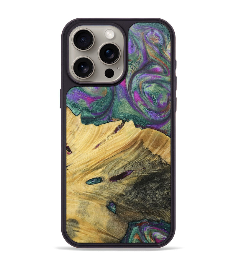 iPhone 15 Pro Max Wood+Resin Phone Case - Annette (Green, 697184)