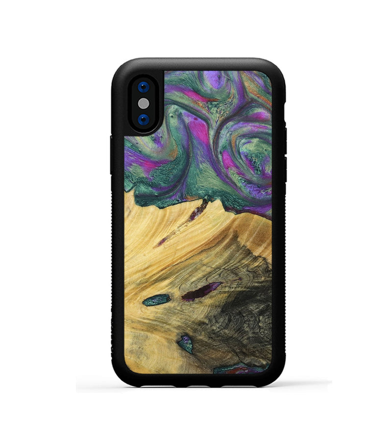 iPhone Xs Wood+Resin Phone Case - Annette (Green, 697184)