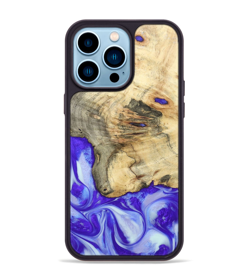 iPhone 14 Pro Max Wood+Resin Phone Case - Averie (Purple, 697198)
