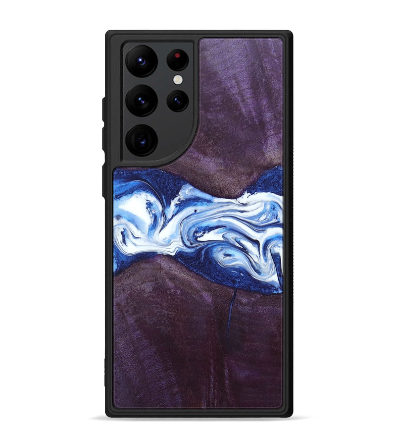 Galaxy S22 Ultra Wood+Resin Phone Case - Jenifer (Blue, 697208)