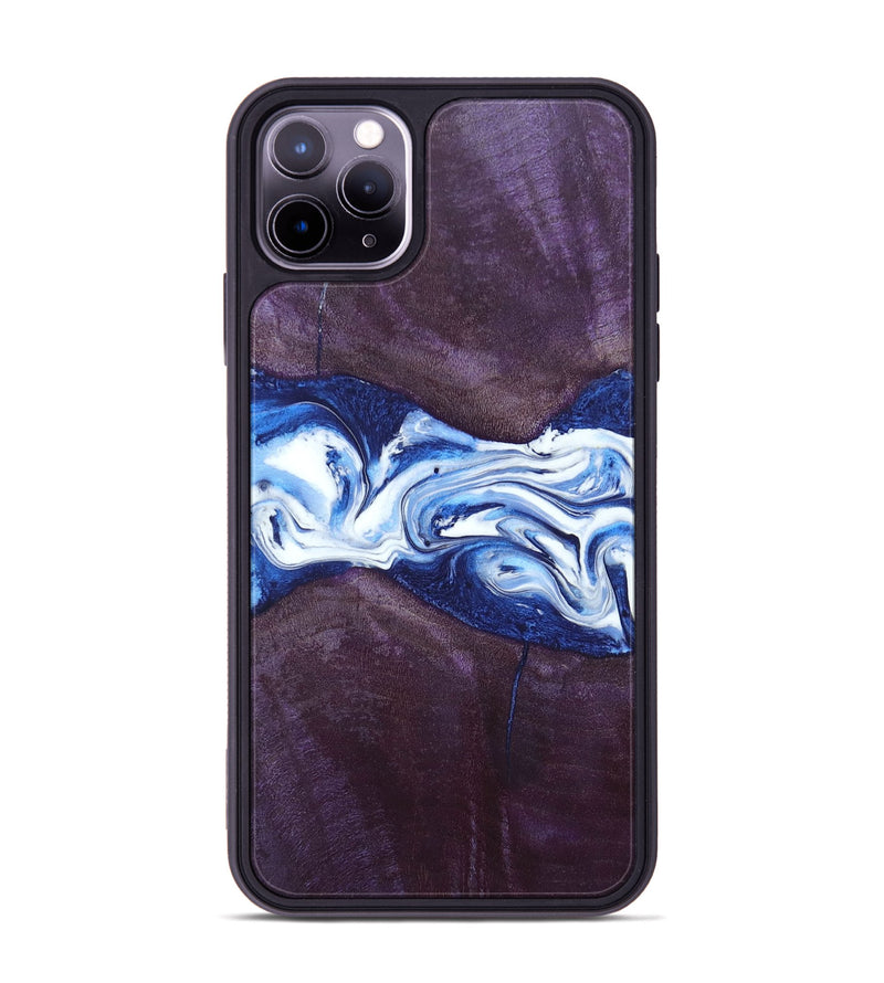 iPhone 11 Pro Max Wood+Resin Phone Case - Jenifer (Blue, 697208)
