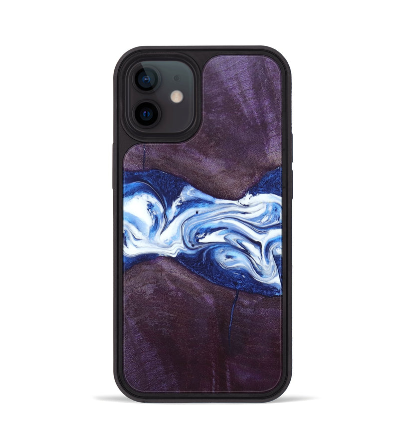 iPhone 12 Wood+Resin Phone Case - Jenifer (Blue, 697208)