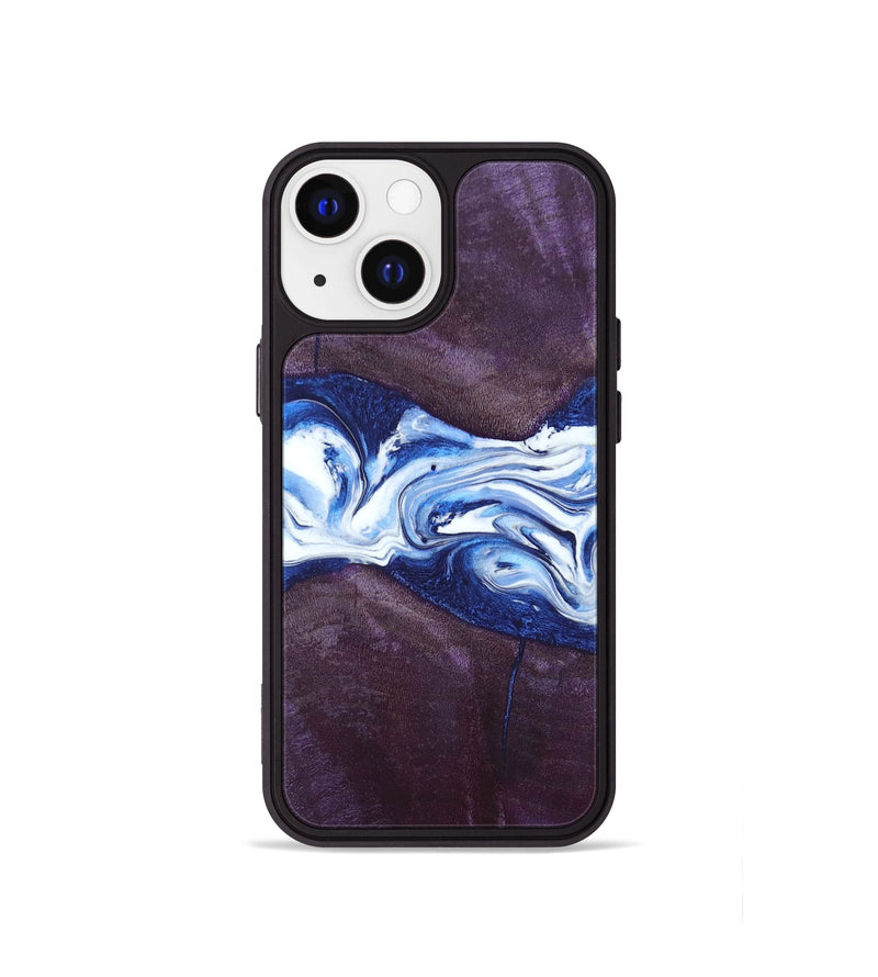 iPhone 13 mini Wood+Resin Phone Case - Jenifer (Blue, 697208)