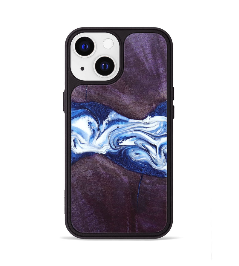iPhone 13 Wood+Resin Phone Case - Jenifer (Blue, 697208)