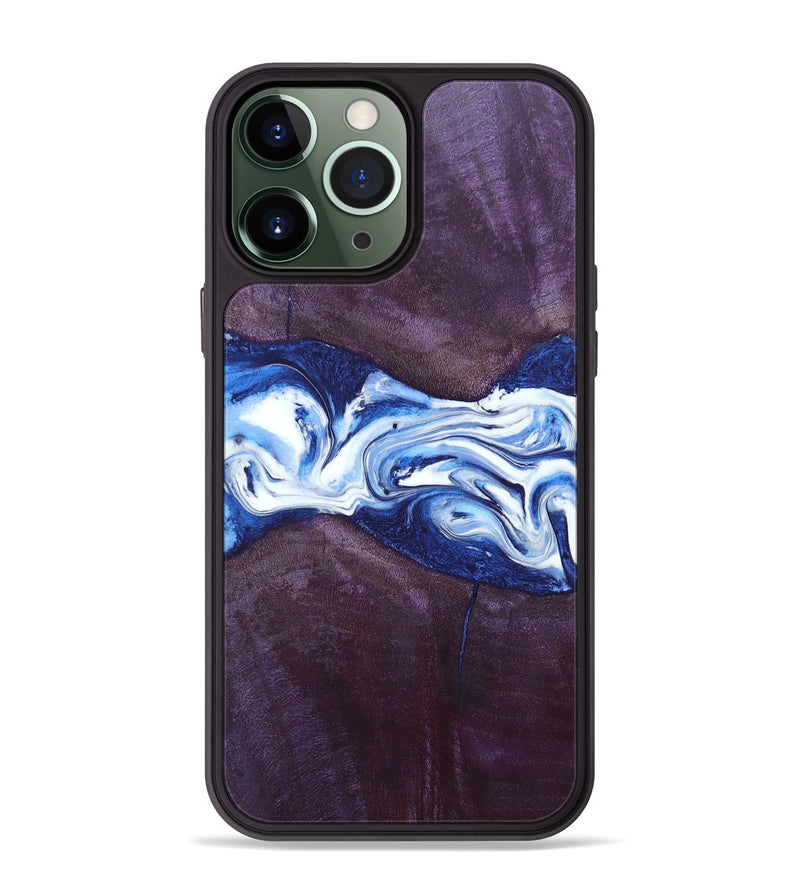 iPhone 13 Pro Max Wood+Resin Phone Case - Jenifer (Blue, 697208)