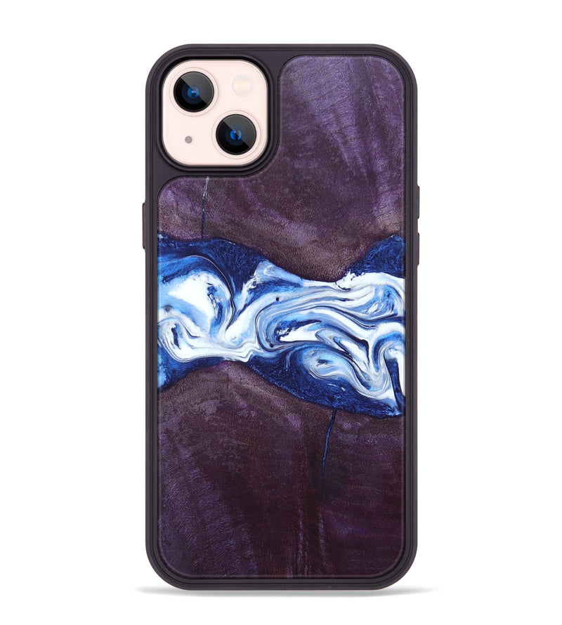 iPhone 14 Plus Wood+Resin Phone Case - Jenifer (Blue, 697208)