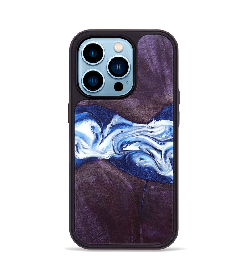 iPhone 14 Pro Wood+Resin Phone Case - Jenifer (Blue, 697208)