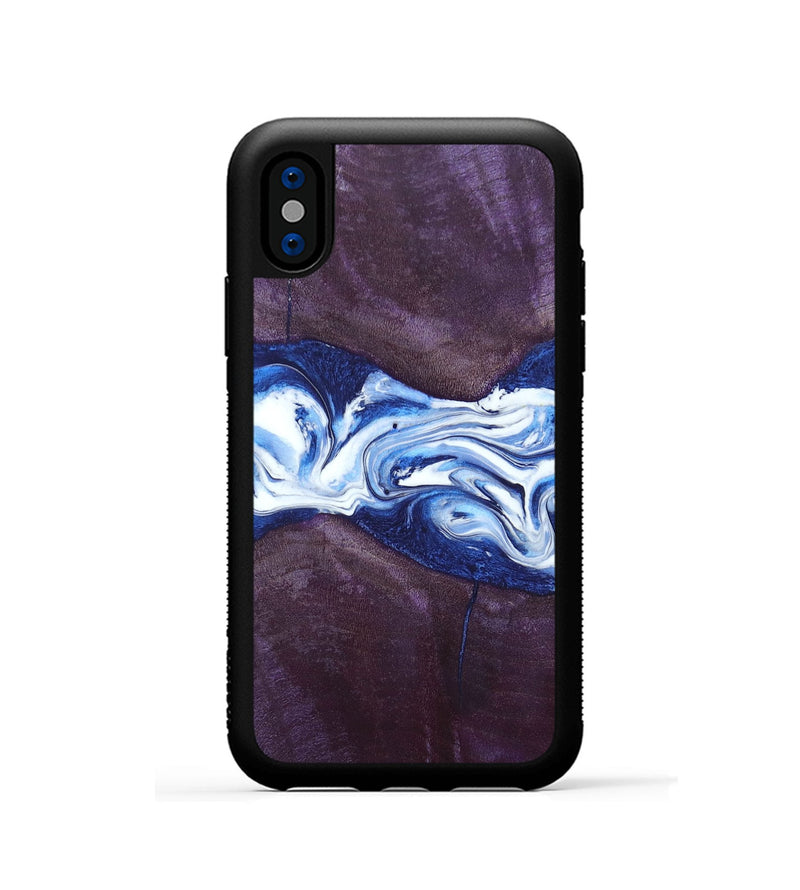 iPhone Xs Wood+Resin Phone Case - Jenifer (Blue, 697208)