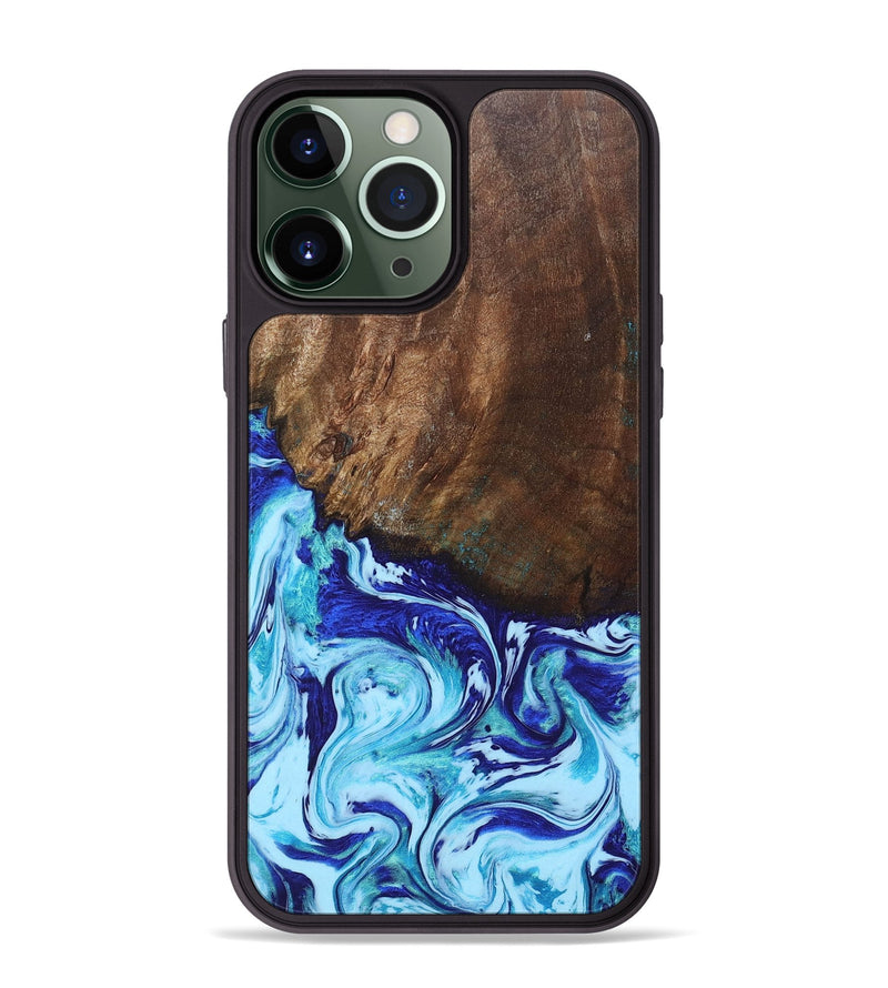 iPhone 13 Pro Max Wood+Resin Phone Case - Vivienne (Blue, 697209)