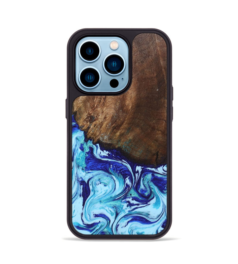 iPhone 14 Pro Wood+Resin Phone Case - Vivienne (Blue, 697209)