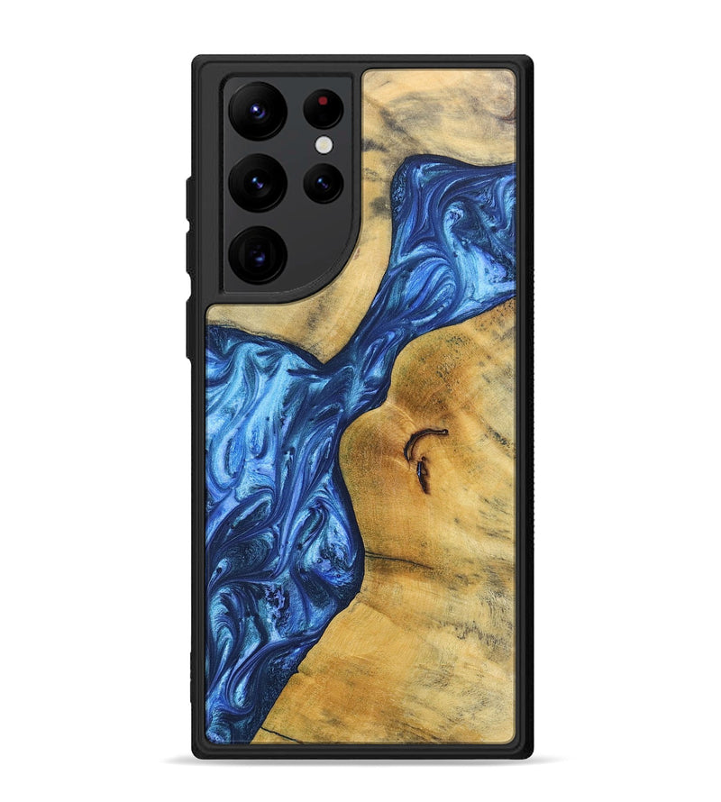 Galaxy S22 Ultra Wood+Resin Phone Case - Jamal (Blue, 697211)