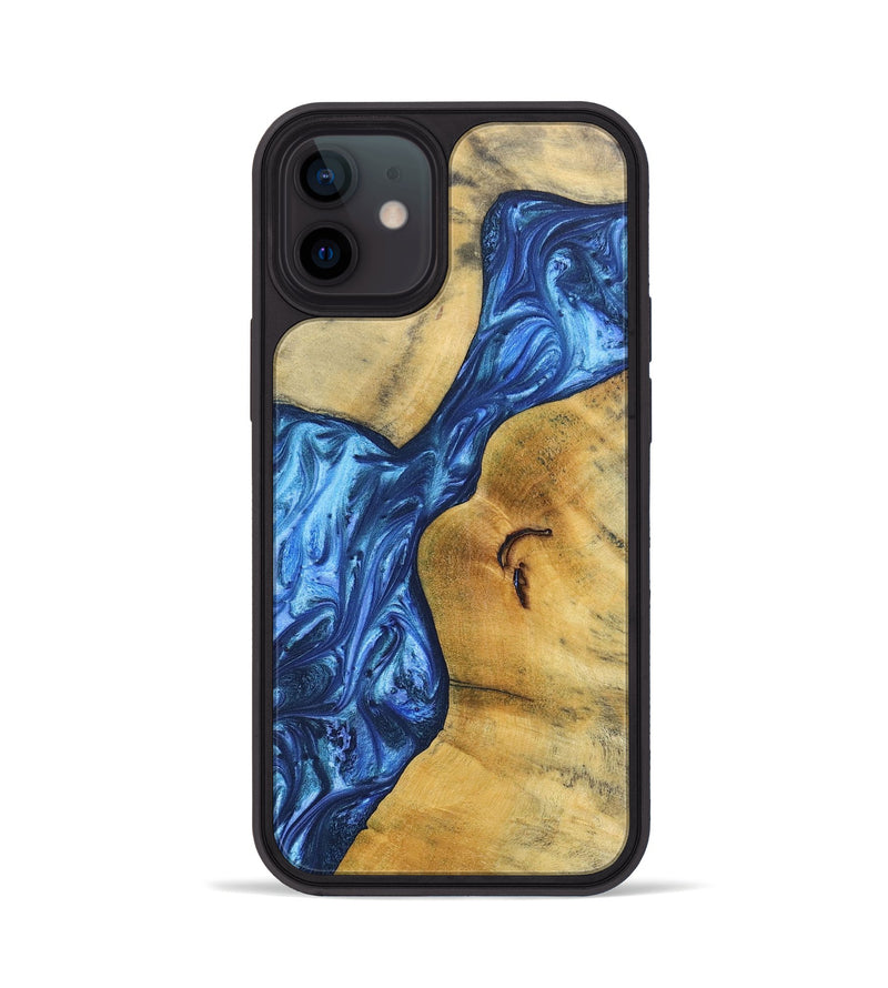 iPhone 12 Wood+Resin Phone Case - Jamal (Blue, 697211)