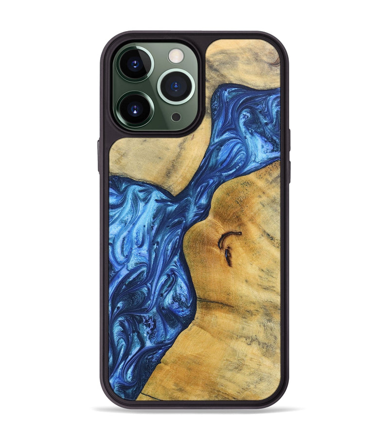iPhone 13 Pro Max Wood+Resin Phone Case - Jamal (Blue, 697211)