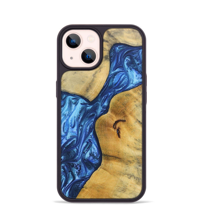 iPhone 14 Wood+Resin Phone Case - Jamal (Blue, 697211)