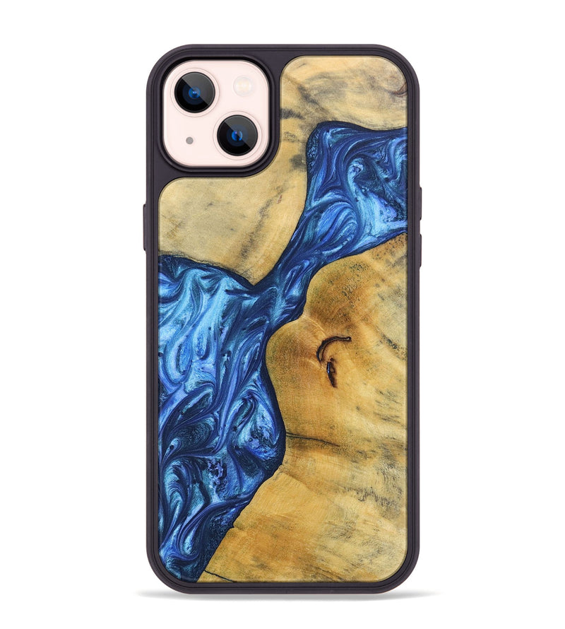 iPhone 14 Plus Wood+Resin Phone Case - Jamal (Blue, 697211)
