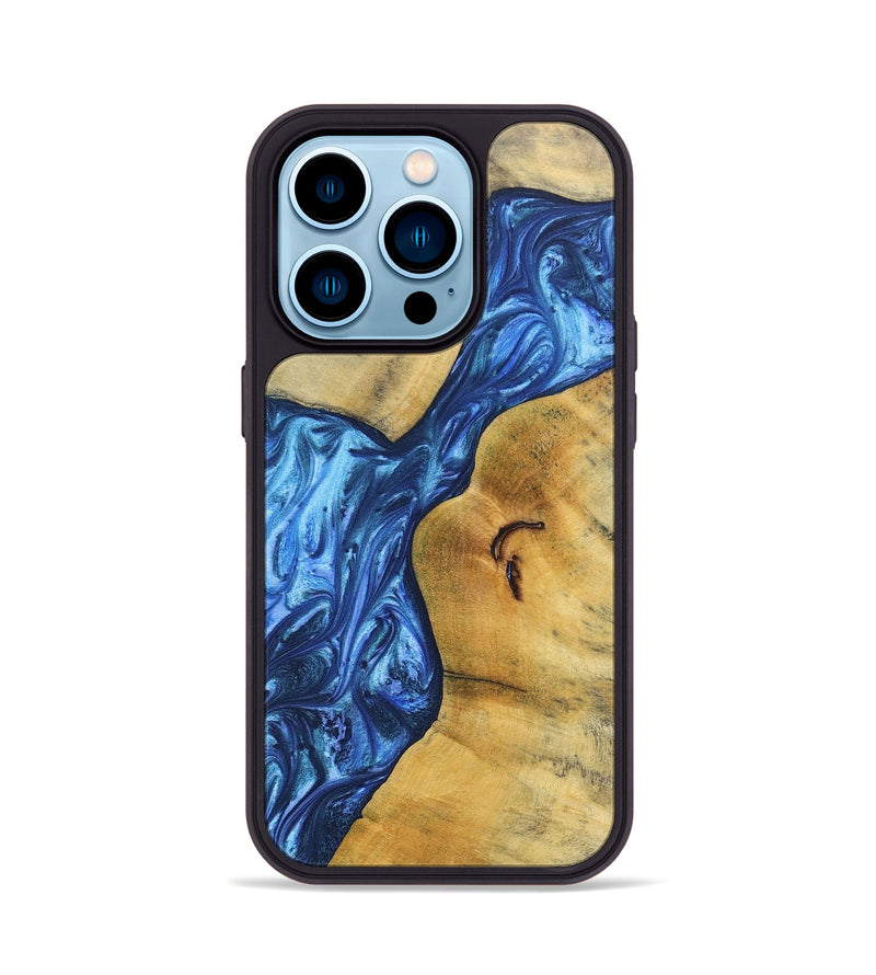 iPhone 14 Pro Wood+Resin Phone Case - Jamal (Blue, 697211)