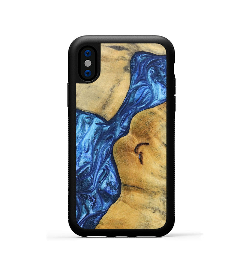 iPhone Xs Wood+Resin Phone Case - Jamal (Blue, 697211)