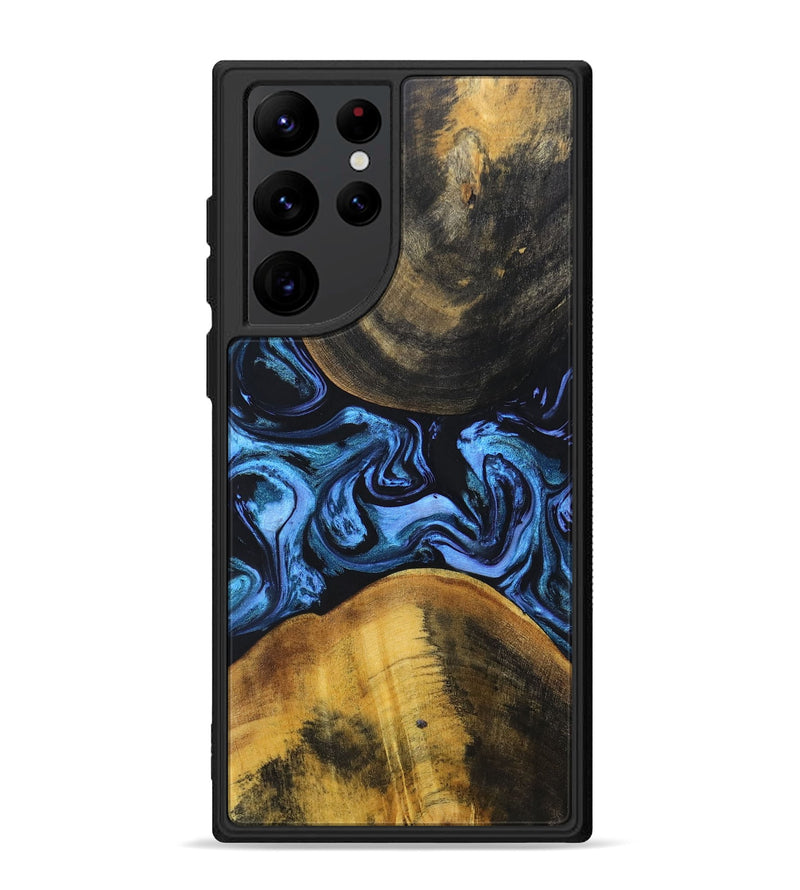 Galaxy S22 Ultra Wood+Resin Phone Case - Alexia (Blue, 697212)
