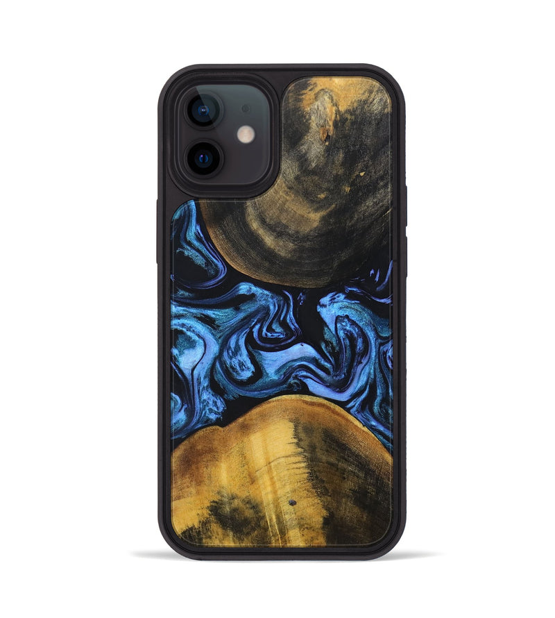iPhone 12 Wood+Resin Phone Case - Alexia (Blue, 697212)
