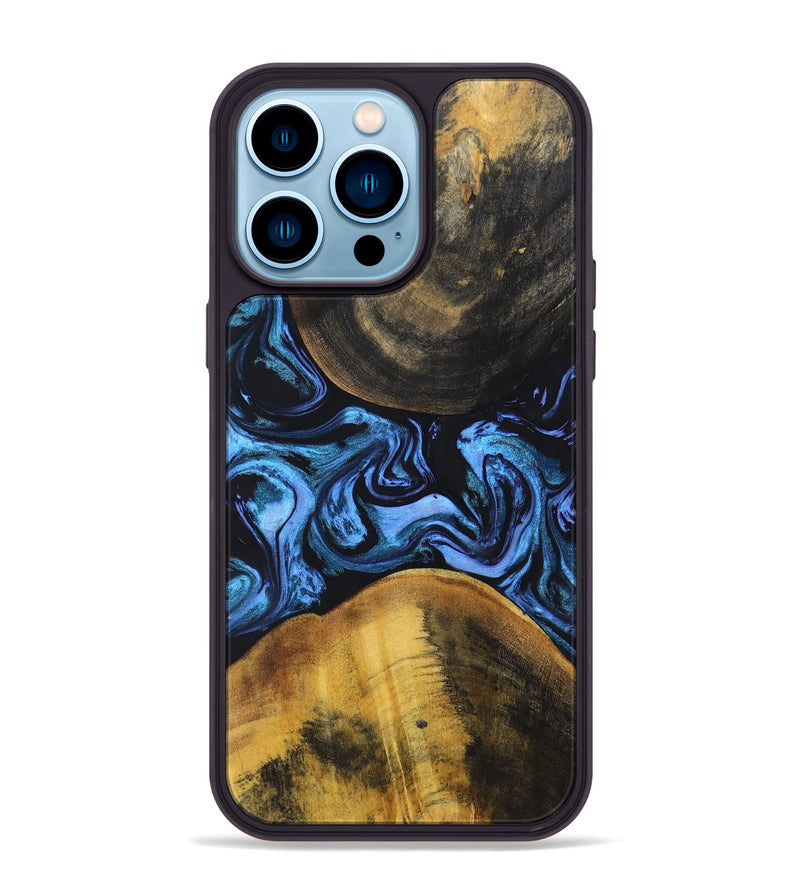 iPhone 14 Pro Max Wood+Resin Phone Case - Alexia (Blue, 697212)