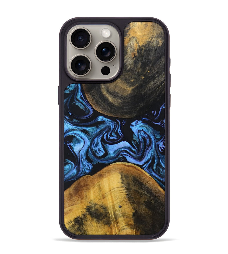 iPhone 15 Pro Max Wood+Resin Phone Case - Alexia (Blue, 697212)