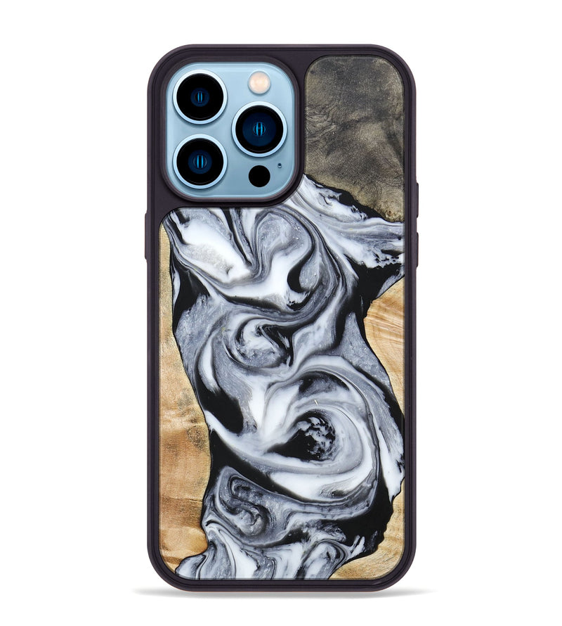 iPhone 14 Pro Max Wood+Resin Phone Case - Raven (Mosaic, 697248)