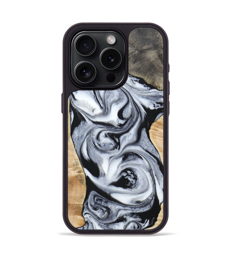 iPhone 15 Pro Wood+Resin Phone Case - Raven (Mosaic, 697248)