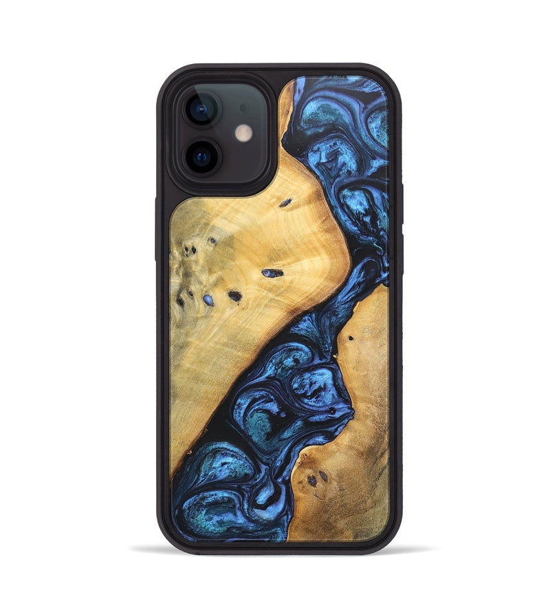 iPhone 12 Wood+Resin Phone Case - Tabitha (Blue, 697265)