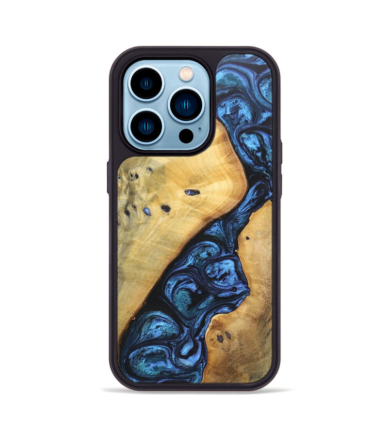 iPhone 14 Pro Wood+Resin Phone Case - Tabitha (Blue, 697265)