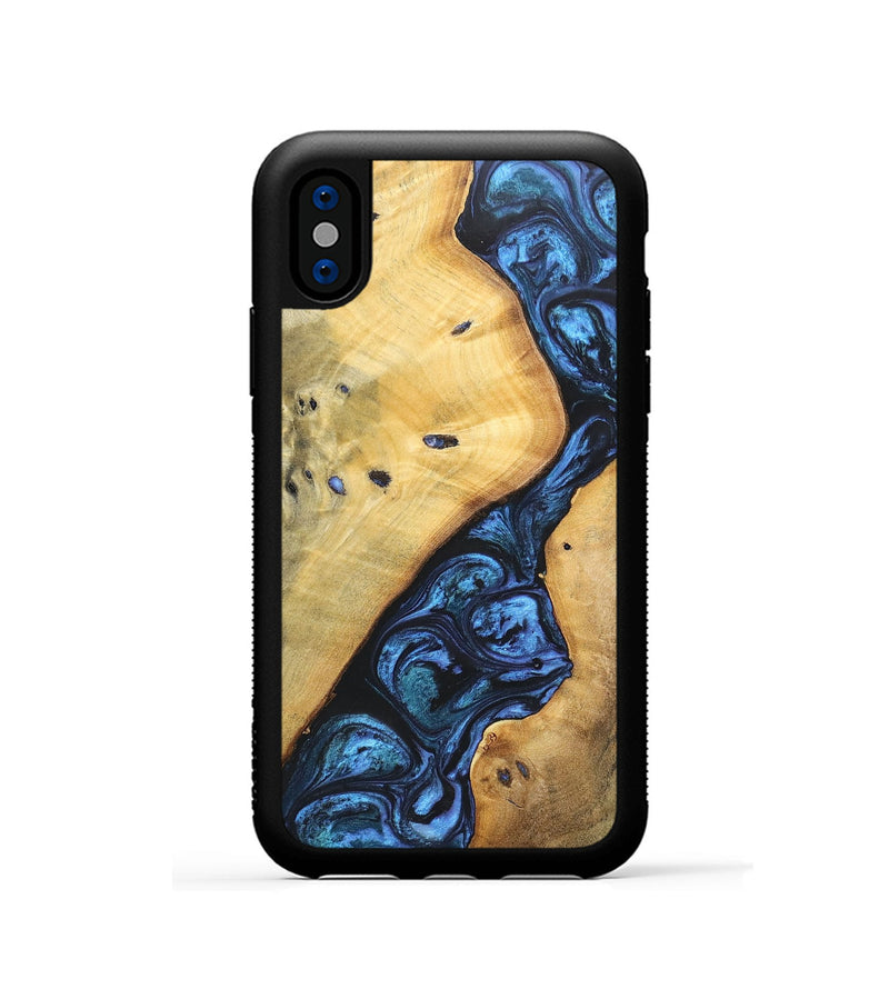 iPhone Xs Wood+Resin Phone Case - Tabitha (Blue, 697265)