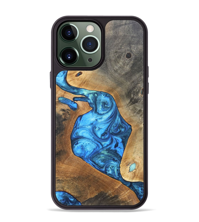 iPhone 13 Pro Max Wood+Resin Phone Case - Eddie (Blue, 697270)